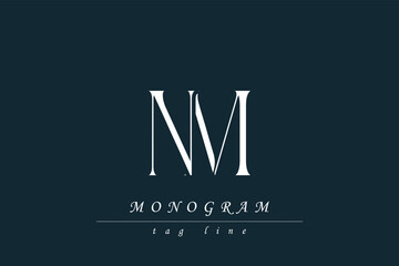 NM Initials Stylized Monogram Design Featuring Intertwined. Artistic representation of monogram initials creatively arranged and displayed.
