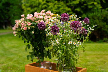 Vibrant garden flowers arrangement