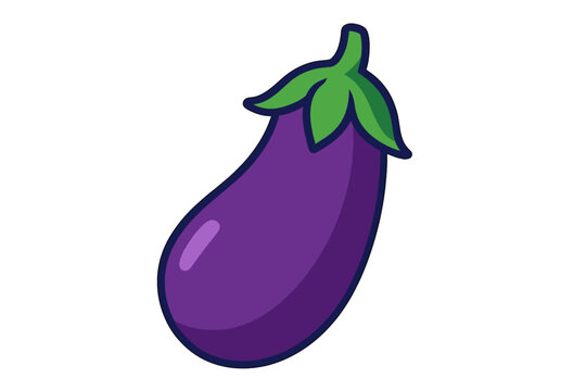 purple eggplant with green leaves clip art preview
