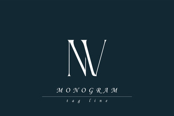 NV Initials Stylized Monogram Design Featuring Intertwined. Artistic representation of monogram initials creatively arranged and displayed.