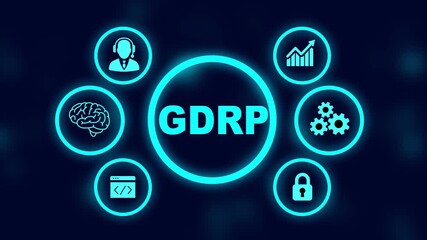 Digital business and innovation concept. Business, technology, internet and network concept. Virtual screen of the future with the inscription: GDRP - Powered by Adobe