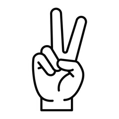A hand making a peace or victory sign with two fingers extended upwards, , conveying a message of positivity and success