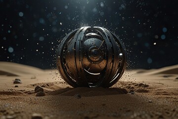 spaceship Landing in the desert at night