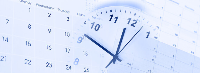 Clock and calendars blue composite