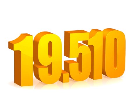 Bright gold numbers on white background