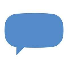 A blue speech bubble, representing communication, conversation, and expression of thoughts