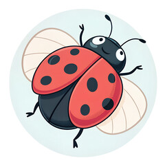 Obraz premium Flying Cartoon Ladybug,ladybug on white background
