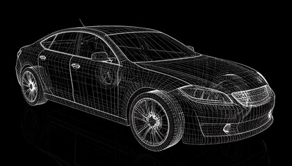Wireframe car model