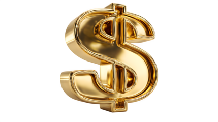 3D golden dollar sign on white background 