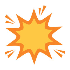 Orange explosion, a comic cartoon effect for boom, burst, and bang in graphic design and social media