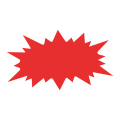 Red starburst shape, perfect for adding a dynamic and eyecatching element to designs, promotions, or alerts