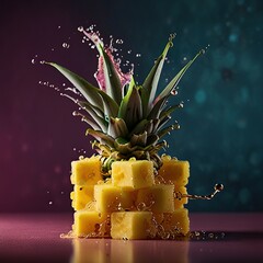 Pineapple that has been cut into cubes and served 