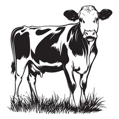 cow silhouette vector illustration, Cow black silhouette isolated on white background, farm animals, cow black silhouette vector logo
