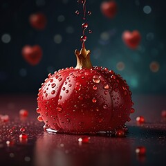 Red pomegranate fruit with water drop 