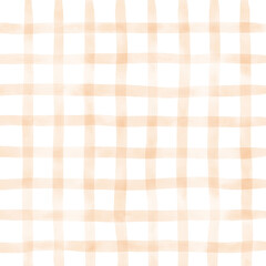 Orange White Plaid Gingham Madras Check Hand Drawn Background Pattern Overlay