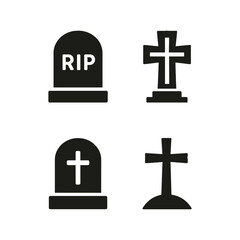 Obraz premium Gravestone and Cross Icons