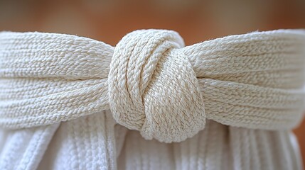 Close-up of a Tied White Martial Arts Belt