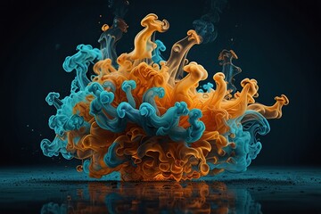 Abstract smoke background blue orange