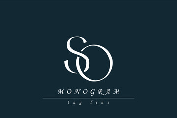 Fototapeta premium SO Initials Stylized Monogram Design Featuring Intertwined. Artistic representation of monogram initials creatively arranged and displayed.
