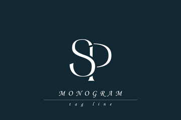 SP Initials Stylized Monogram Design Featuring Intertwined. Artistic representation of monogram initials creatively arranged and displayed.