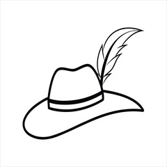  Stylish Feather Hat Line Art Vector for Branding