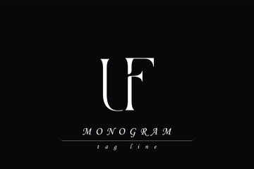 UF Initials Stylized Monogram Design Featuring Intertwined. Artistic representation of monogram initials creatively arranged and displayed.
