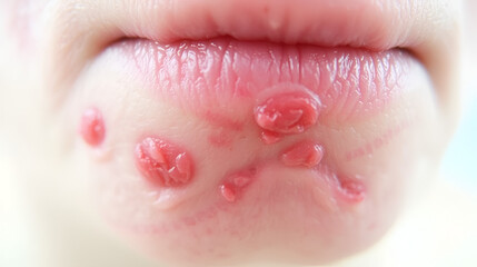 Fototapeta premium Skin Irritation: Close-up view of irritated skin, a common medical condition often causing discomfort.