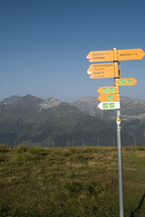 signpost in the mountains