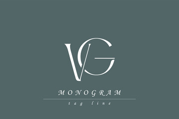 VG Initials Stylized Monogram Design Featuring Intertwined. Artistic representation of monogram initials creatively arranged and displayed.