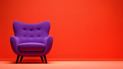 A 3D rendered Stock designer element presents a royal purple velvet throne on the left, accompanied by a soft and calming purple background, providing a generous amount of space for text to be copied