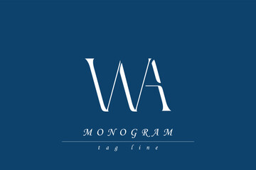 WA Initials Stylized Monogram Design Featuring Intertwined. Artistic representation of monogram initials creatively arranged and displayed.