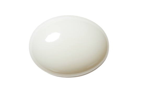 Empty, round, white bowl, top-down view.  Smooth, glossy surface