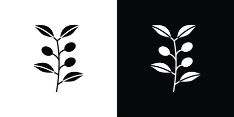 Olive Branch Illustration, Isolated on White and Black Backgrounds