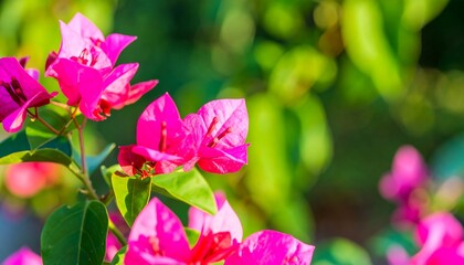 Vibrant pink flowers in sunlight