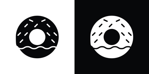 Donut Icon in Black and White with Sprinkles