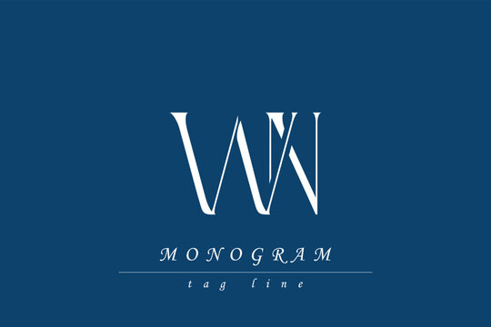 WN Initials Stylized Monogram Design Featuring Intertwined. Artistic representation of monogram initials creatively arranged and displayed.