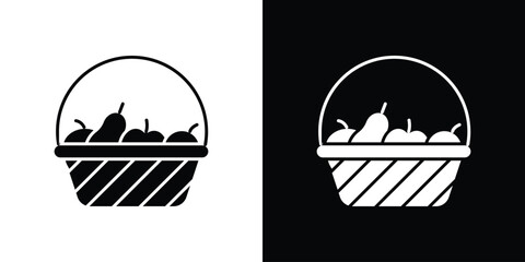 Fruit Basket with Apples and Pears, Isolated on White Background