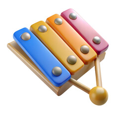 A colorful xylophone with four bars isolated on transparent background