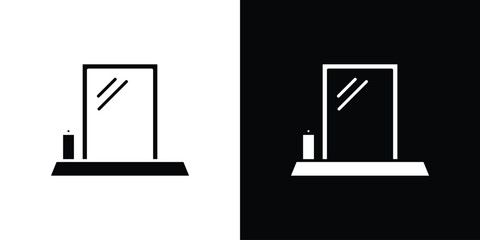 Mirror Icon with Stand Isolated on White and Black Background