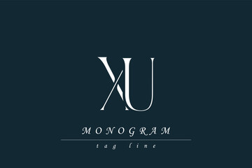 XU Initials Stylized Monogram Design Featuring Intertwined. Artistic representation of monogram initials creatively arranged and displayed.