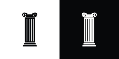 Ionic Column Illustration Isolated on White and Black Backgrounds