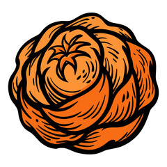 Vibrant orange rose design with bold black outlines, perfect for creative projects, adding a touch of elegance to any design or branding concept