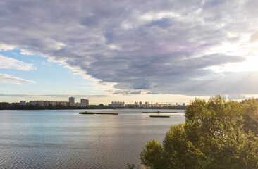 Fototapeta premium Sunset hour by the lake. Outdoors