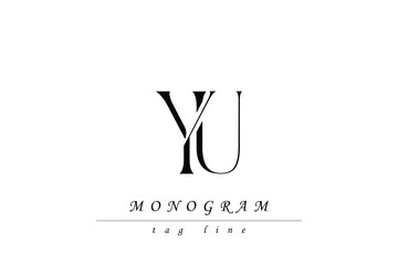 YU Initials Stylized Monogram Design Featuring Intertwined. Artistic representation of monogram initials creatively arranged and displayed.