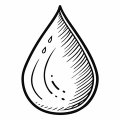 Hand-drawn water droplet illustration representing purity, hydration, and nature's essential resource, perfect for health, wellness, and environmental concepts