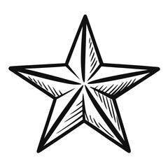 Bold black star design with textured details, perfect for patriotic celebrations, branding, and impactful visual communication needs.