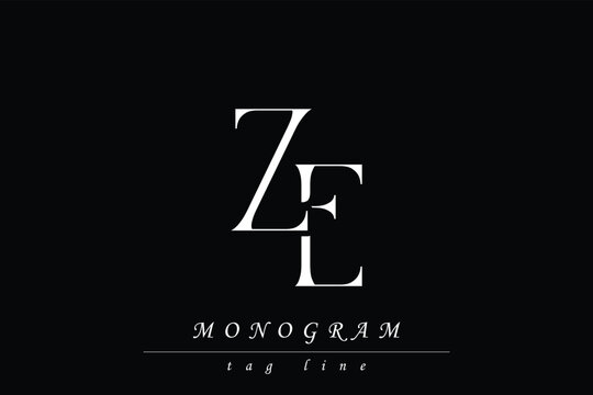 ZE Initials Stylized Monogram Design Featuring Intertwined. Artistic representation of monogram initials creatively arranged and displayed.
