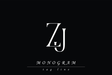 ZJ Initials Stylized Monogram Design Featuring Intertwined. Artistic representation of monogram initials creatively arranged and displayed.