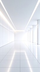 Obraz premium Empty, bright white interior hallway. Modern, minimalist design