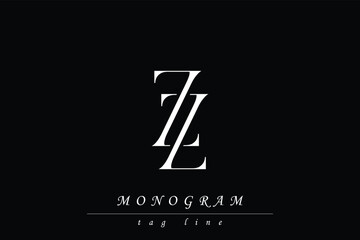 ZZ Initials Stylized Monogram Design Featuring Intertwined. Artistic representation of monogram initials creatively arranged and displayed.